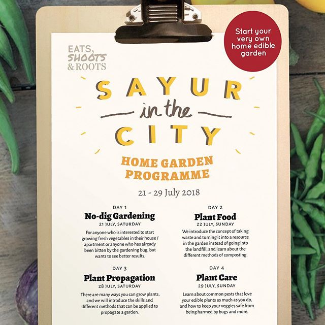 We only have a FEW SPOTS LEFT for our upcoming edible gardening workshops. This weekend's workshops are No-Dig Gardening (Sat, 21 July) and Plant Food (Sun, 22 July).-Saturday's workshop is for those interested to start their own edible garden at home but not sure how to start -- house and apartment owners alike.-On Sunday, we will teach you how to turn your food and kitchen waste into compost, for you to feed as plant food for your growing vegetable plants.-You can register for one or more workshops by DM-ing us for more details #eatsshootsandroots #green #garden #plant #vegetables #edible #grow #cook #workshop